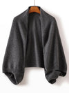 100% Wool Knitted Cape Shawl Dark Grey 100% Wool Knitted Cape Shawl