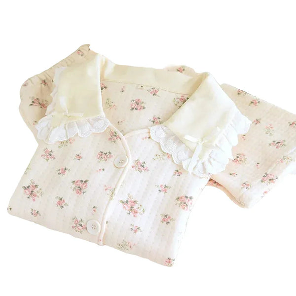 Women’s Thick Cotton Pajama Set – Autumn Floral Sleepwear Women’s Thick Cotton Pajama Set