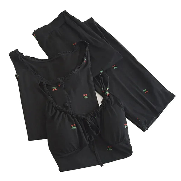Women’s 3-Piece Modal Pajama Set – Soft Long Sleeve black Women’s 3-Piece Modal Pajama Set