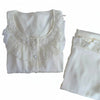 Women’s Silk Satin 2PCS Pajama Set – Ruffled Lace Sleepwear Silk Satin 2PCS Pajama Set