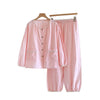 Women’s Gauze Cotton Pajama Set – Long Sleeve & Pants Spring Autumn pink