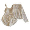 Modal Lace 3-Piece Pajama Set white Modal Lace 3-Piece Pajama Set