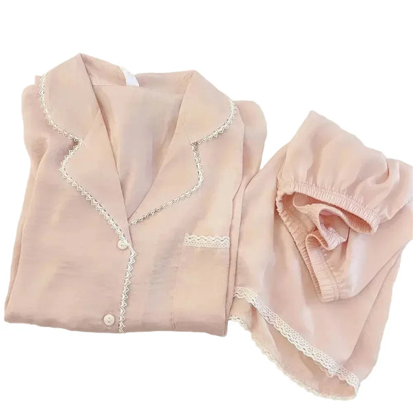 Summer Cotton Pajama Set – Short Sleeve Two-Piece Pink Sleepwear Short Sleeve Two-Piece Pink Sleepwear