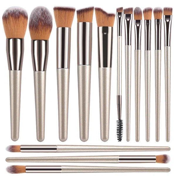Hot Champagne Cosmetic Brush Set 14 pcs Makeup Brush Set
