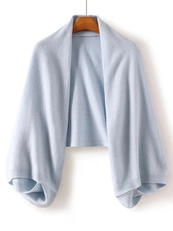 100% Wool Knitted Cape Shawl SKY BLUE 100% Wool Knitted Cape Shawl