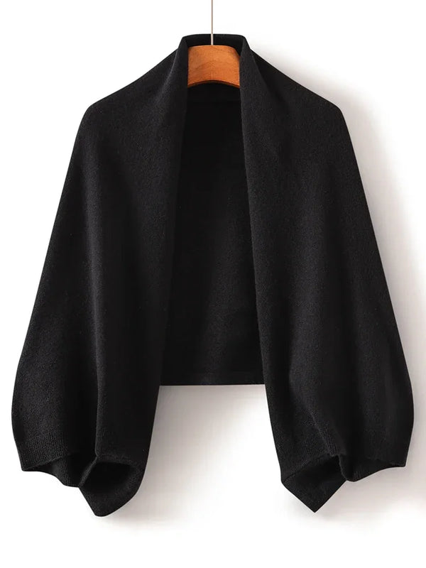 100% Wool Knitted Cape Shawl black 100% Wool Knitted Cape Shawl