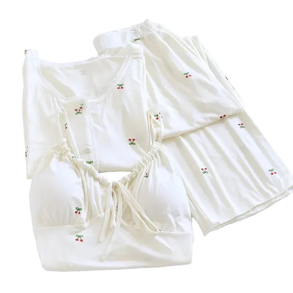 Women’s 3-Piece Modal Pajama Set – Soft Long Sleeve white Women’s 3-Piece Modal Pajama Set