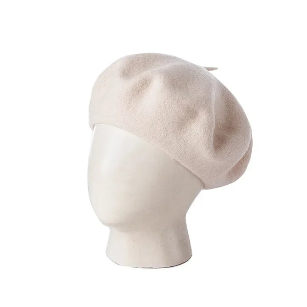 Unisex Wool Beret – Large Winter Hat Beige L 58-60cm Unisex Wool Beret – Large Winter Hat
