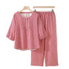 Cotton Plaid 3/4 Sleeve Pajama Set Red Cotton Plaid 3/4 Sleeve Pajama Set