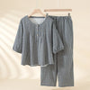 Cotton Plaid 3/4 Sleeve Pajama Set Black Cotton Plaid 3/4 Sleeve Pajama Set
