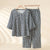 Cotton Plaid 3/4 Sleeve Pajama Set Black Cotton Plaid 3/4 Sleeve Pajama Set