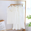 Women’s 3-Piece Cotton Pajama Set – Sleeveless Summer white Women’s 3-Piece Cotton Pajama Set