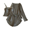 Modal Lace 3-Piece Pajama Set grey Modal Lace 3-Piece Pajama Set
