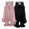 Feather Trim Silk Pajama Set for Women Silk Pajama Set