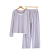 Women’s Cotton Pajama Set – Long Sleeve Two-Piece Spring & Autumn Nightwear purple Cotton Pajama Set